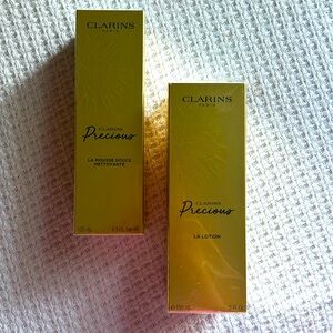 The prestigious line from CLARINS “PRECIOUS” cleanser and the lotion.